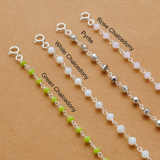 925 Sterling Silver Rose & Green Chalcedony Necklace with Pyrite Gem - Kanika Creations