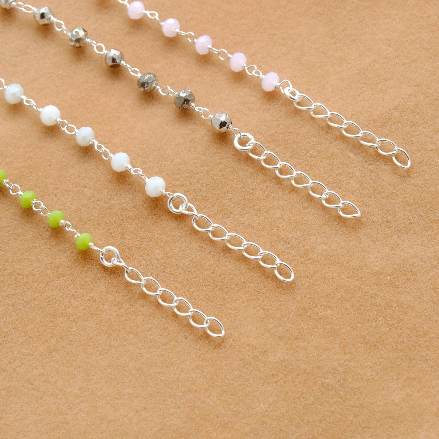 925 Sterling Silver Rose & Green Chalcedony Necklace with Pyrite Gem - Kanika Creations