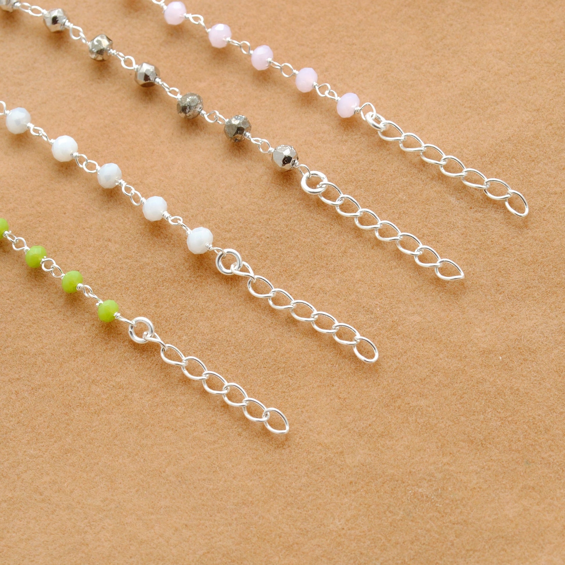 925 Sterling Silver Rose & Green Chalcedony Necklace with Pyrite Gem - Kanika Creations