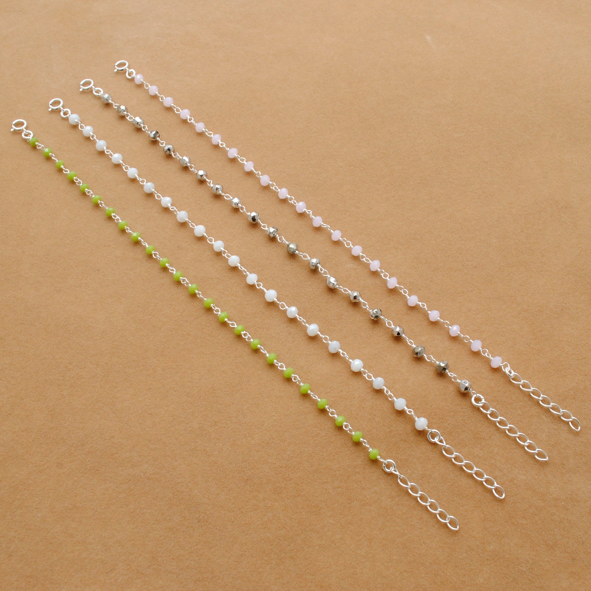925 Sterling Silver Rose & Green Chalcedony Necklace with Pyrite Gem - Kanika Creations