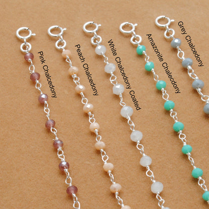 925 Sterling Silver Pastel Chalcedony Bracelet – Peach, Pink & More