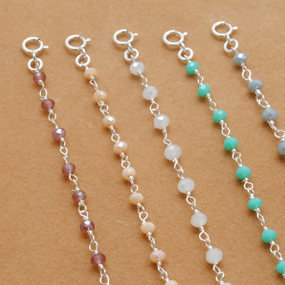 925 Sterling Silver Pastel Chalcedony Bracelet – Peach, Pink & More