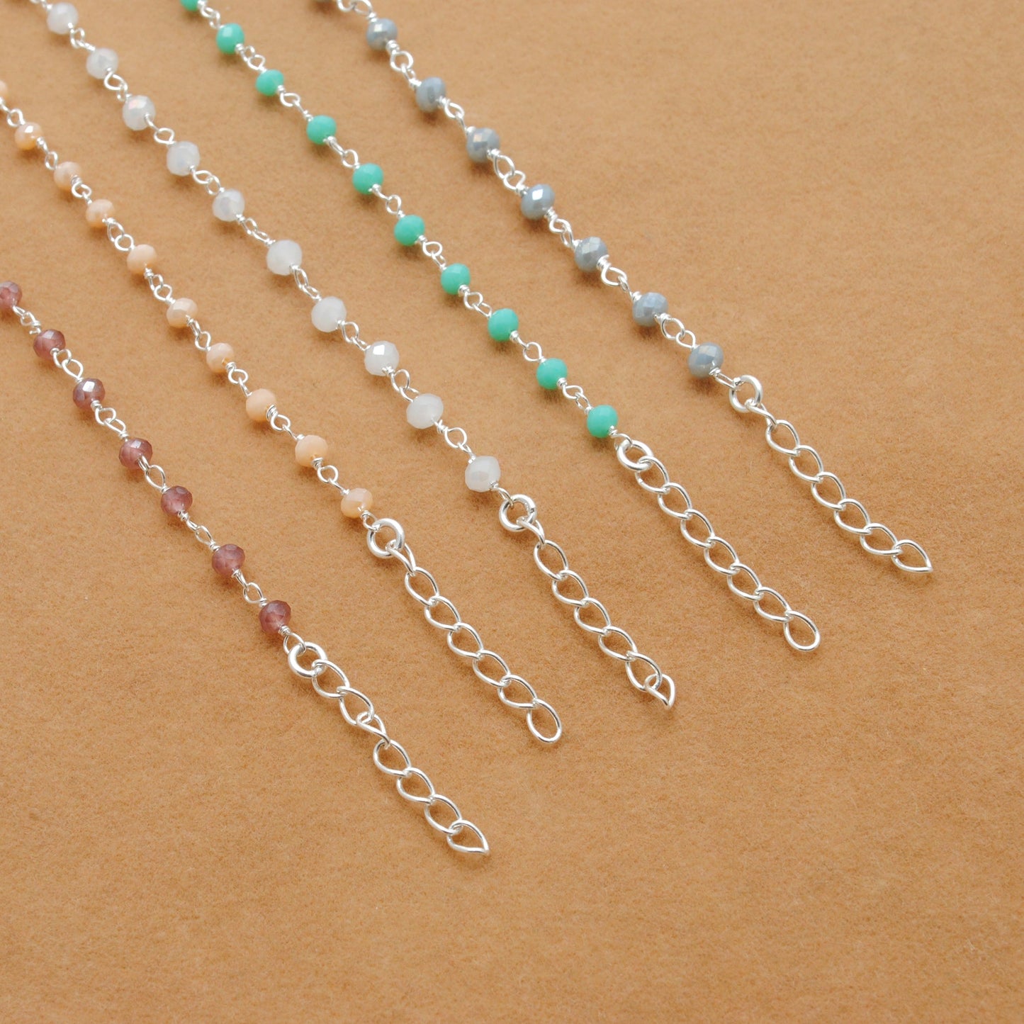 925 Sterling Silver Pastel Chalcedony Bracelet – Peach, Pink & More