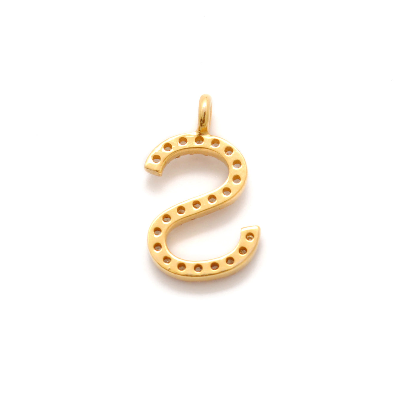 14k Solid Yellow Gold Pave Diamond S Initial Alphabet Charm Pendant