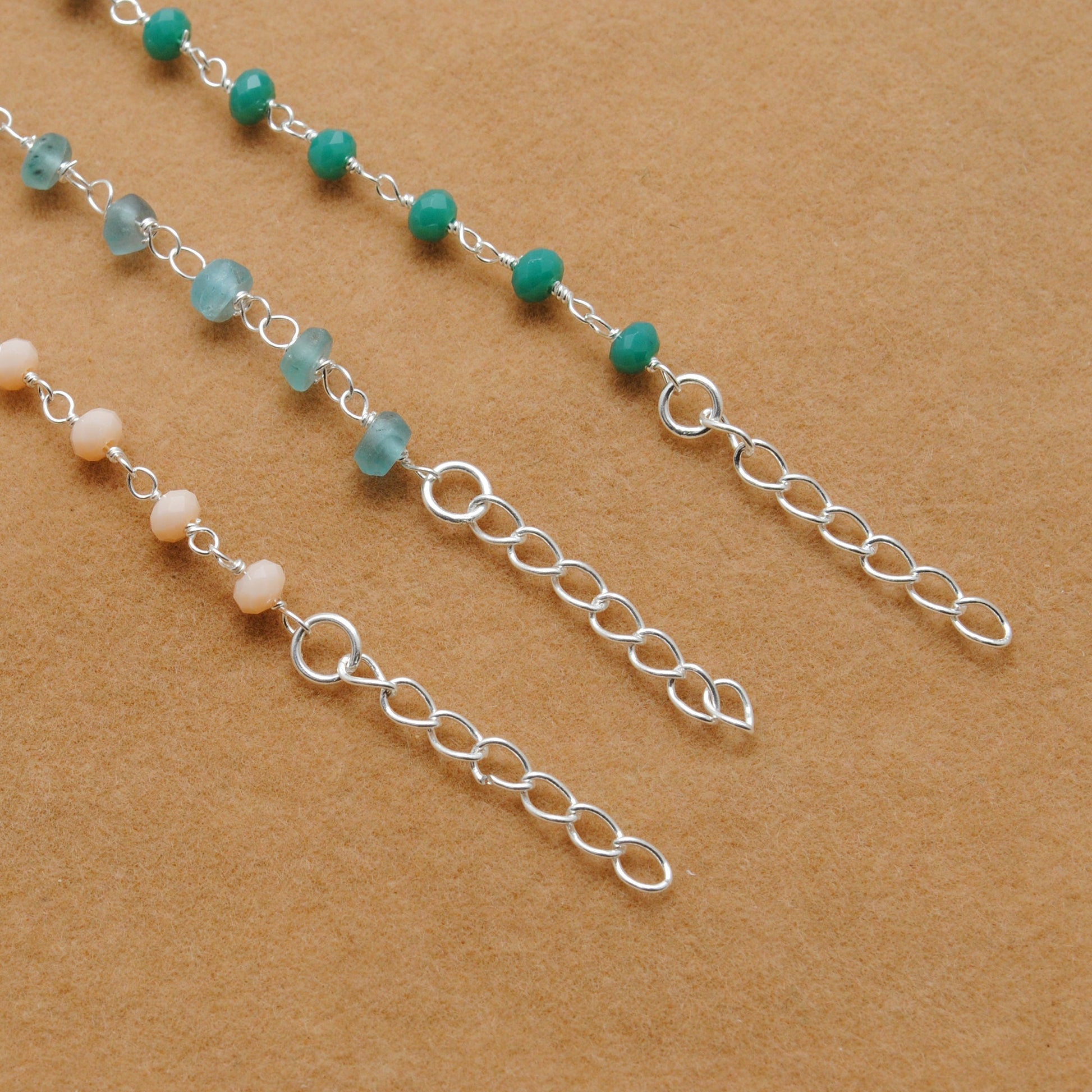 925 Sterling Silver Multi-Gemstone Rosary Necklace – Chalcedony & Apatite Gemstone - Kanika Creations