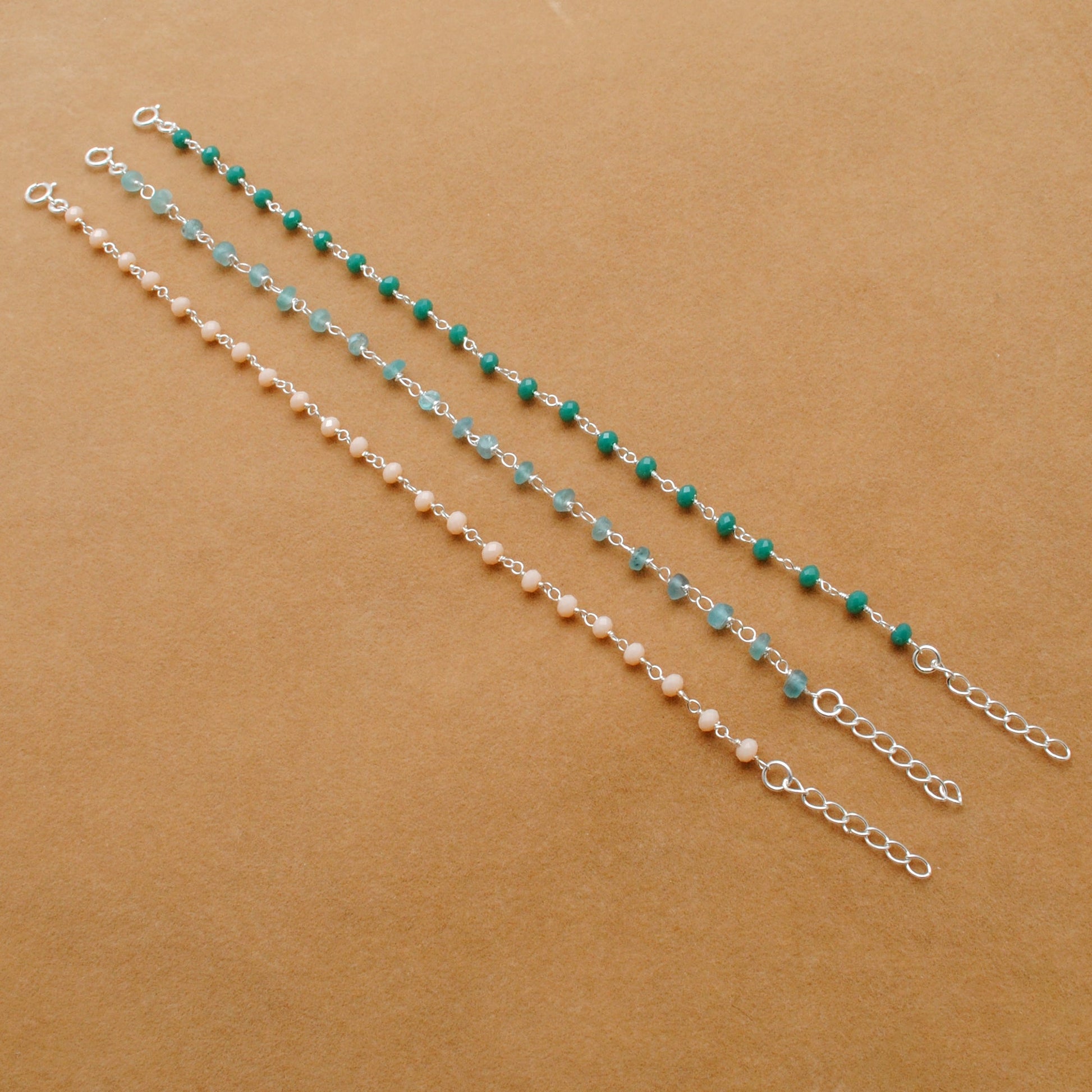 925 Sterling Silver Multi-Gemstone Rosary Necklace – Chalcedony & Apatite Gemstone - Kanika Creations