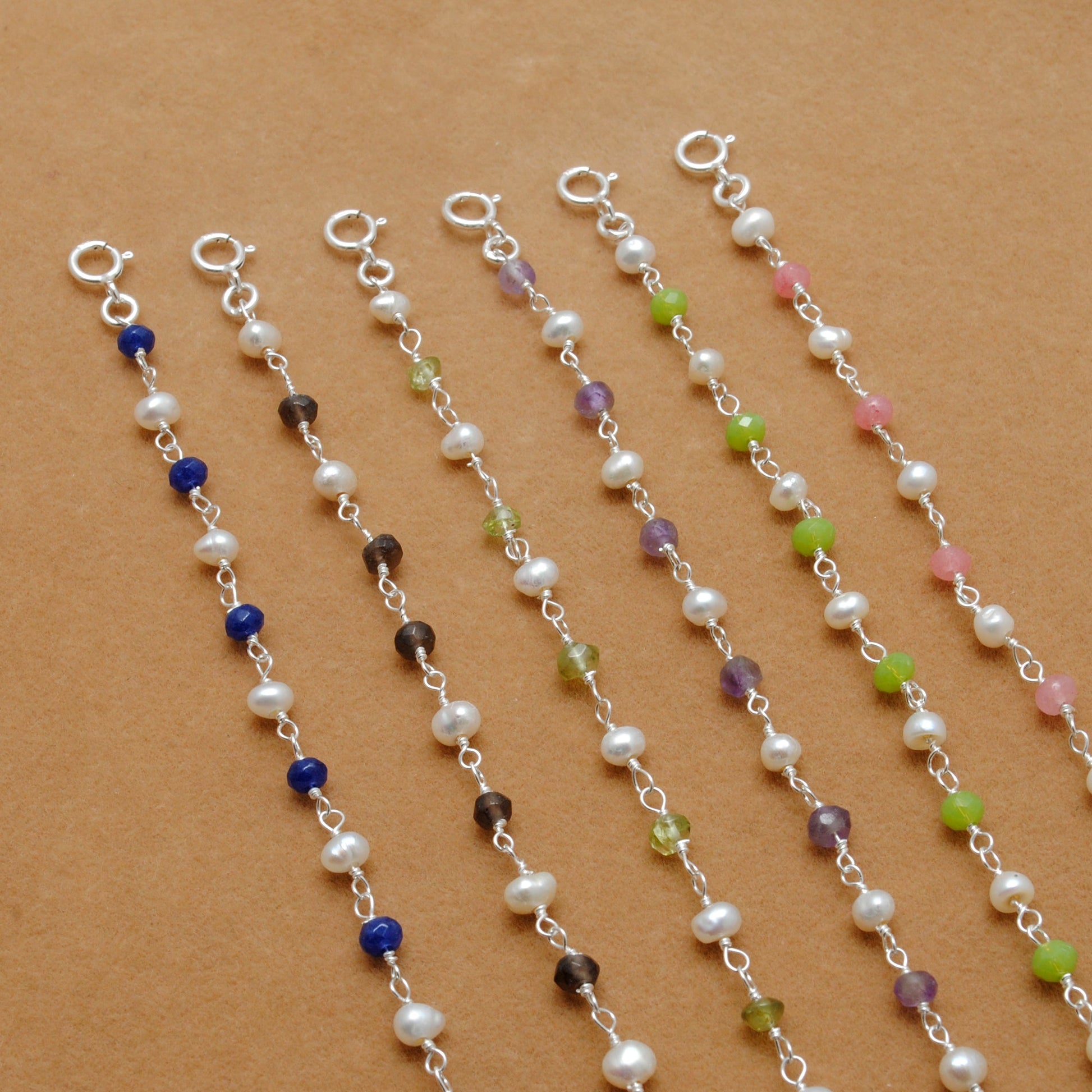 925 Silver Multi-Gemstone & Pearl Necklace – Amethyst, Chalcedony, Smoky Quartz Gemstone - Kanika Creations