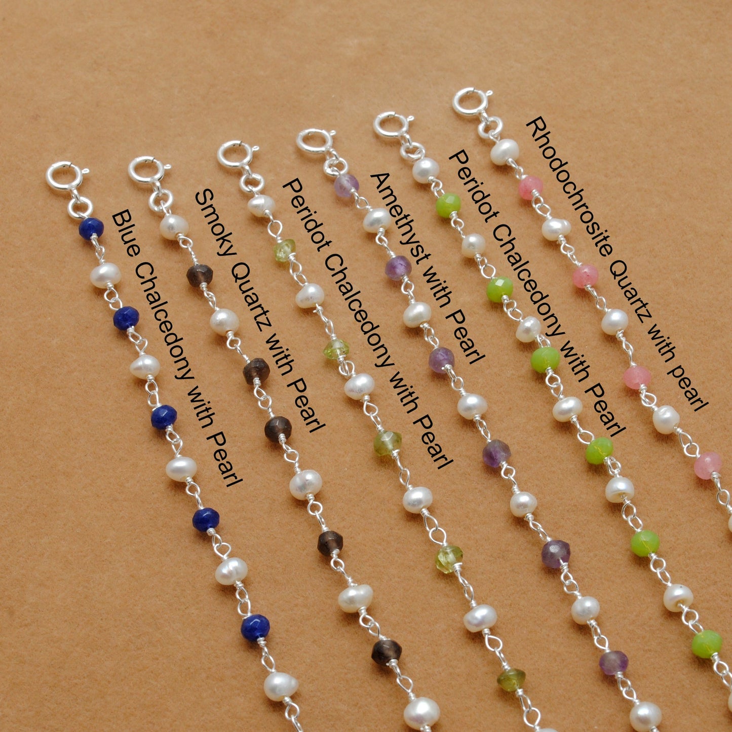 925 Silver Multi-Gemstone & Pearl Necklace – Amethyst, Chalcedony, Smoky Quartz Gemstone - Kanika Creations