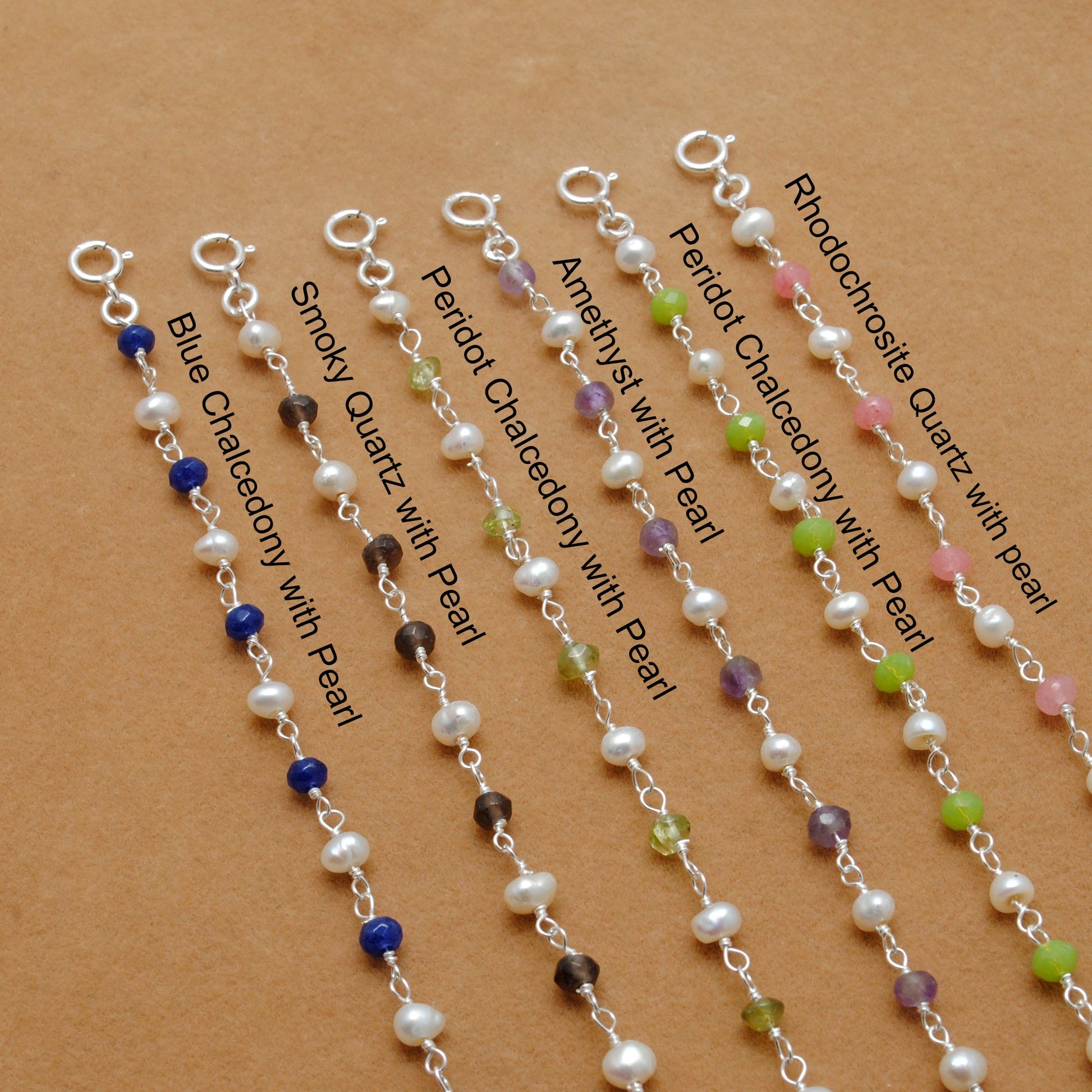 925 Silver Multi-Gemstone & Pearl Necklace – Amethyst, Chalcedony, Smoky Quartz Gemstone - Kanika Creations
