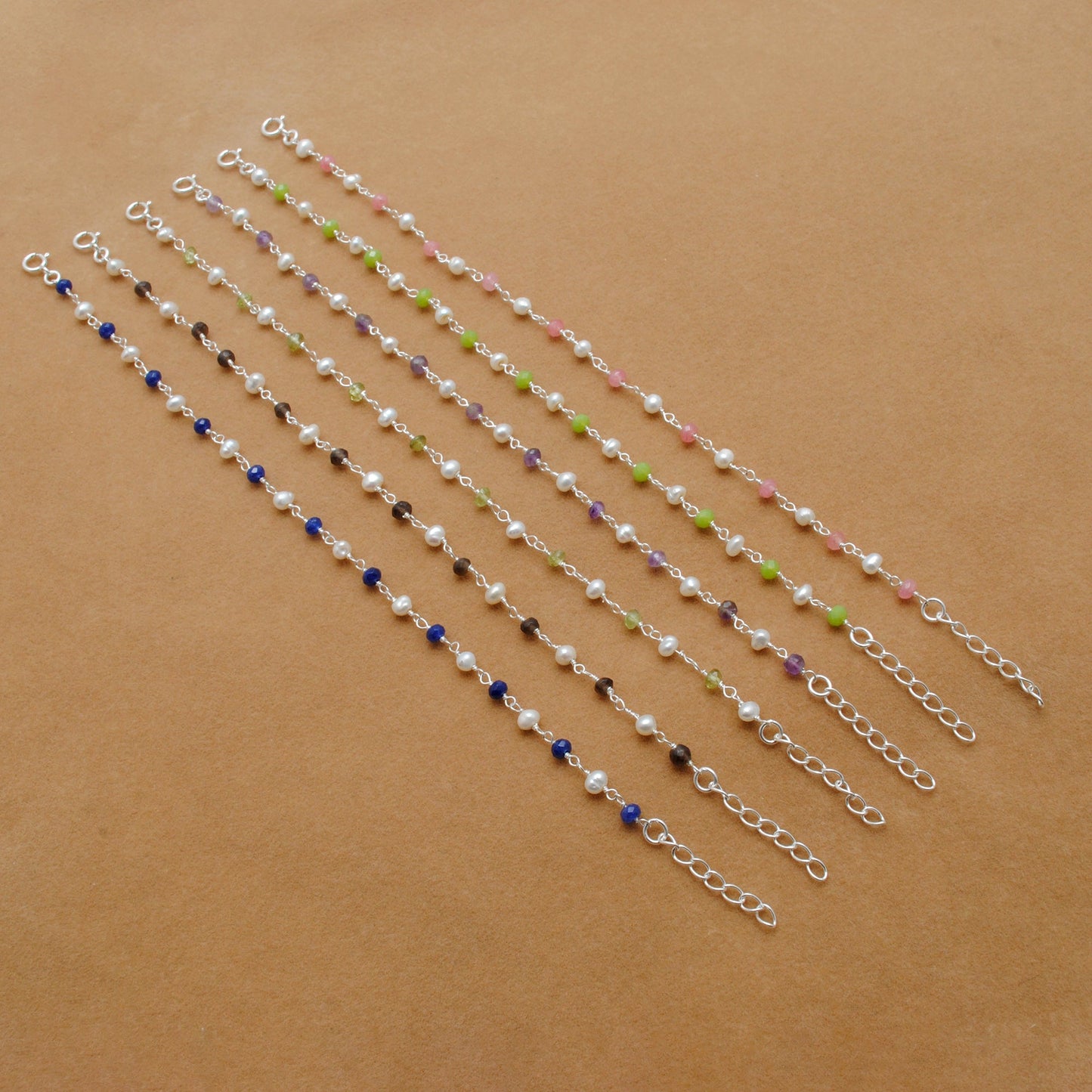 925 Silver Multi-Gemstone & Pearl Necklace – Amethyst, Chalcedony, Smoky Quartz Gemstone - Kanika Creations