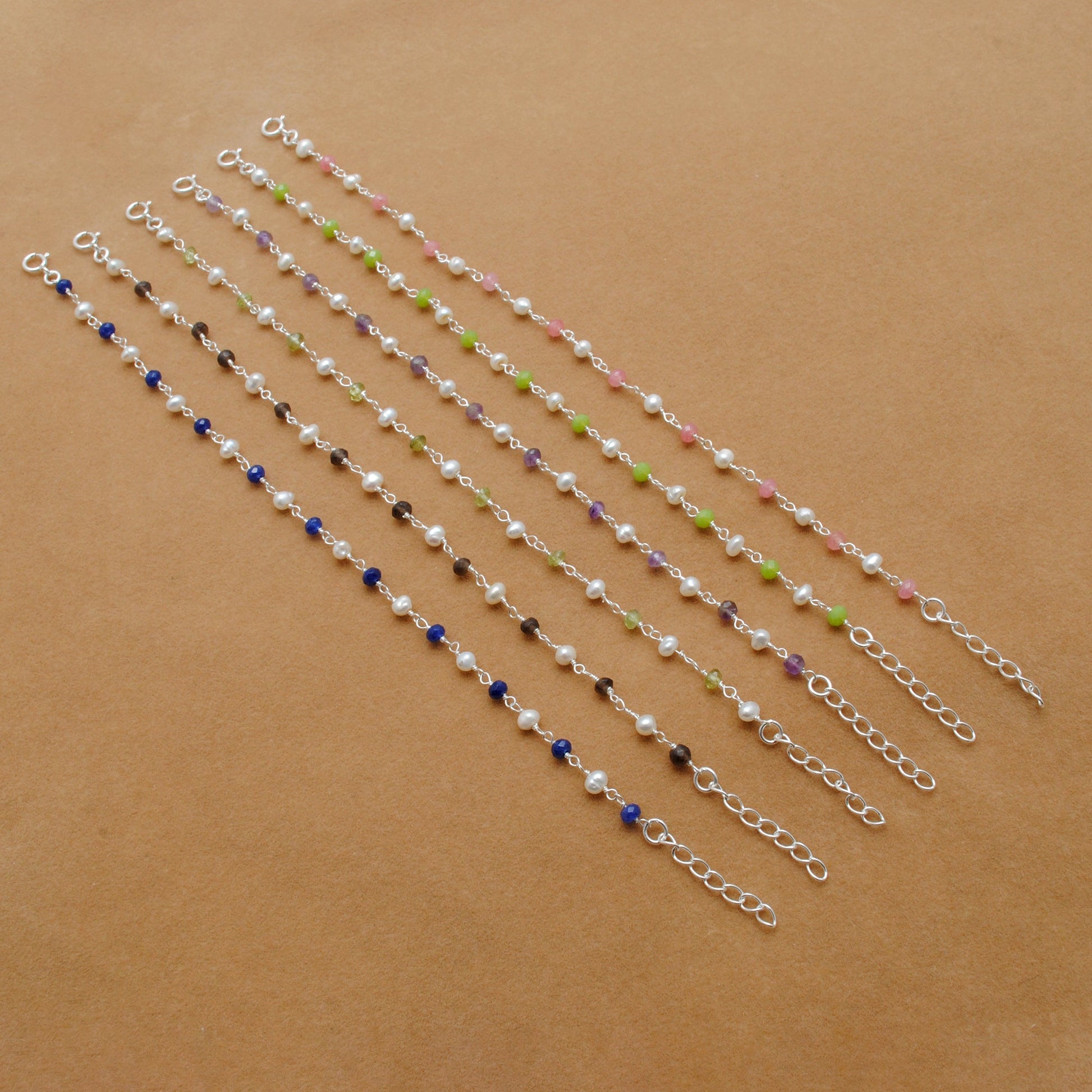 925 Silver Multi-Gemstone & Pearl Necklace – Amethyst, Chalcedony, Smoky Quartz Gemstone - Kanika Creations