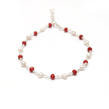 925 Silver Multi Chalcedony & Pearl Bracelet – Matching Necklace Available – Gift for Her - Kanika Creations