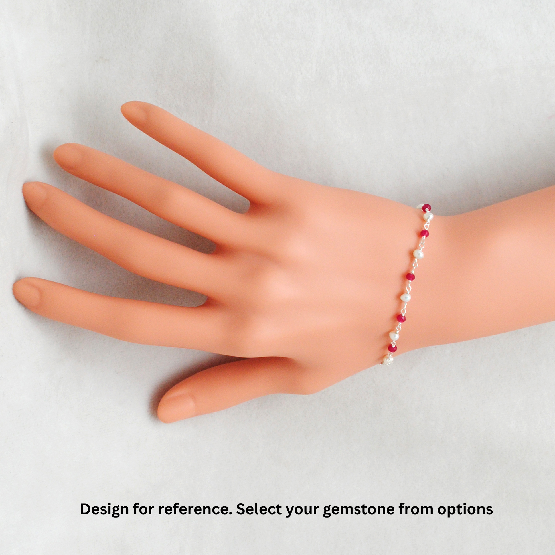 925 Sterling Silver Bracelet with Amethyst, Red Chalcedony, Black Onyx & Pink Quartz - Kanika Creations