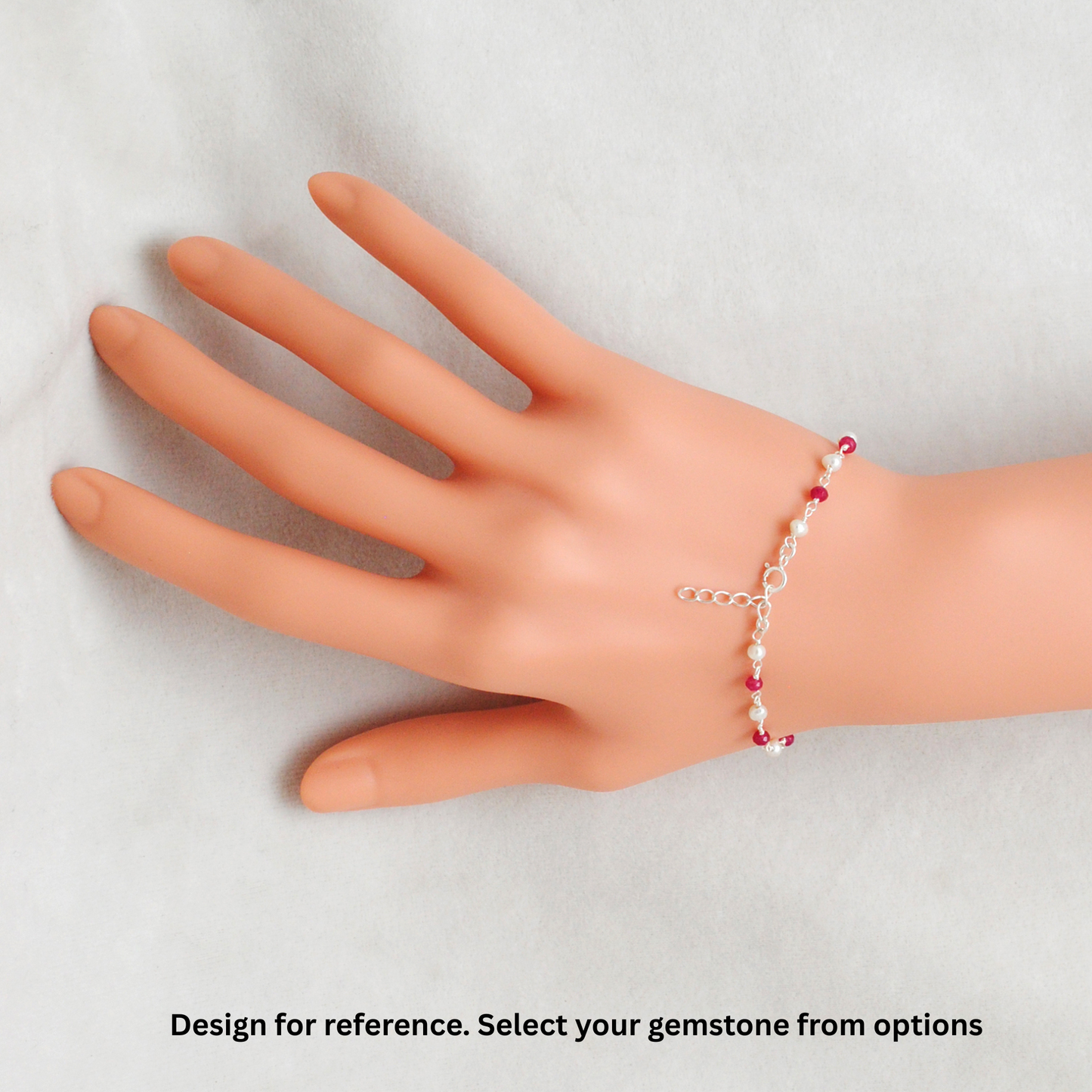 925 Sterling Silver Bracelet with Amethyst, Red Chalcedony, Black Onyx & Pink Quartz - Kanika Creations