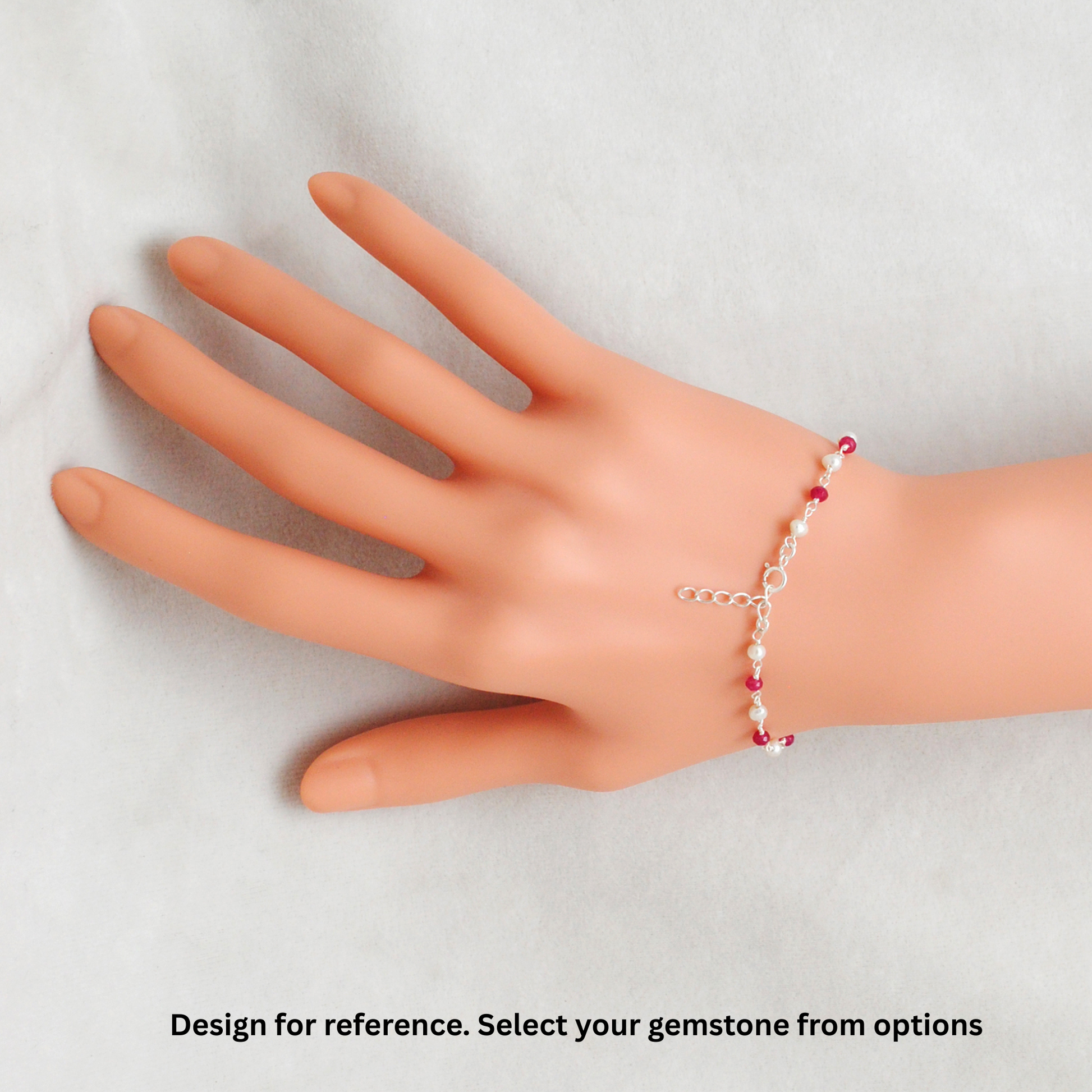 925 Sterling Silver Bracelet with Amethyst, Red Chalcedony, Black Onyx & Pink Quartz - Kanika Creations