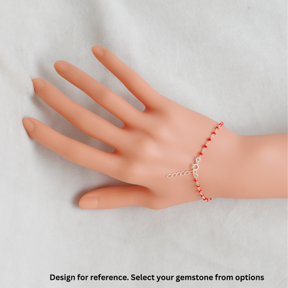 925 Sterling Silver Bracelet with Emerald Quartz, Ruby Zoisite, Pink & Kunzite Quartz Gemstones - Kanika Creations