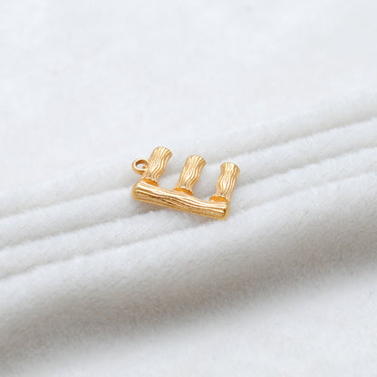 18k Solid Yellow Gold "E" Initial Letter Charm Pendant