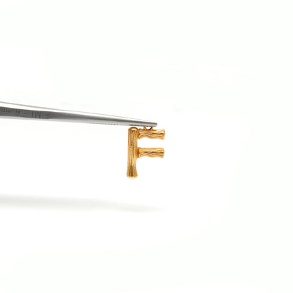 18k Solid Yellow Gold F Initial Letter Charm Pendant