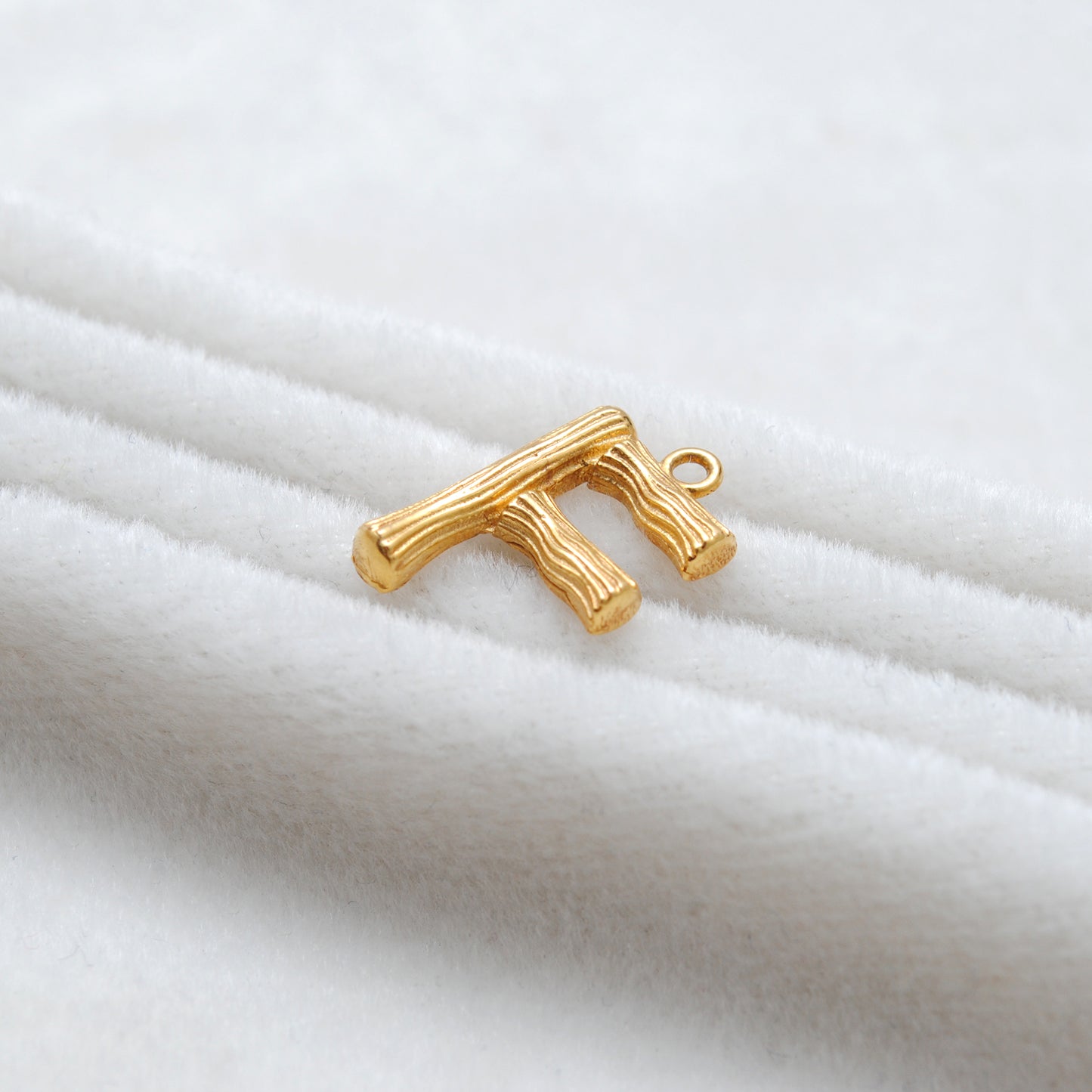 18k Solid Yellow Gold F Initial Letter Charm Pendant
