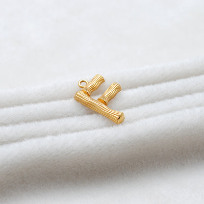 18k Solid Yellow Gold F Initial Letter Charm Pendant