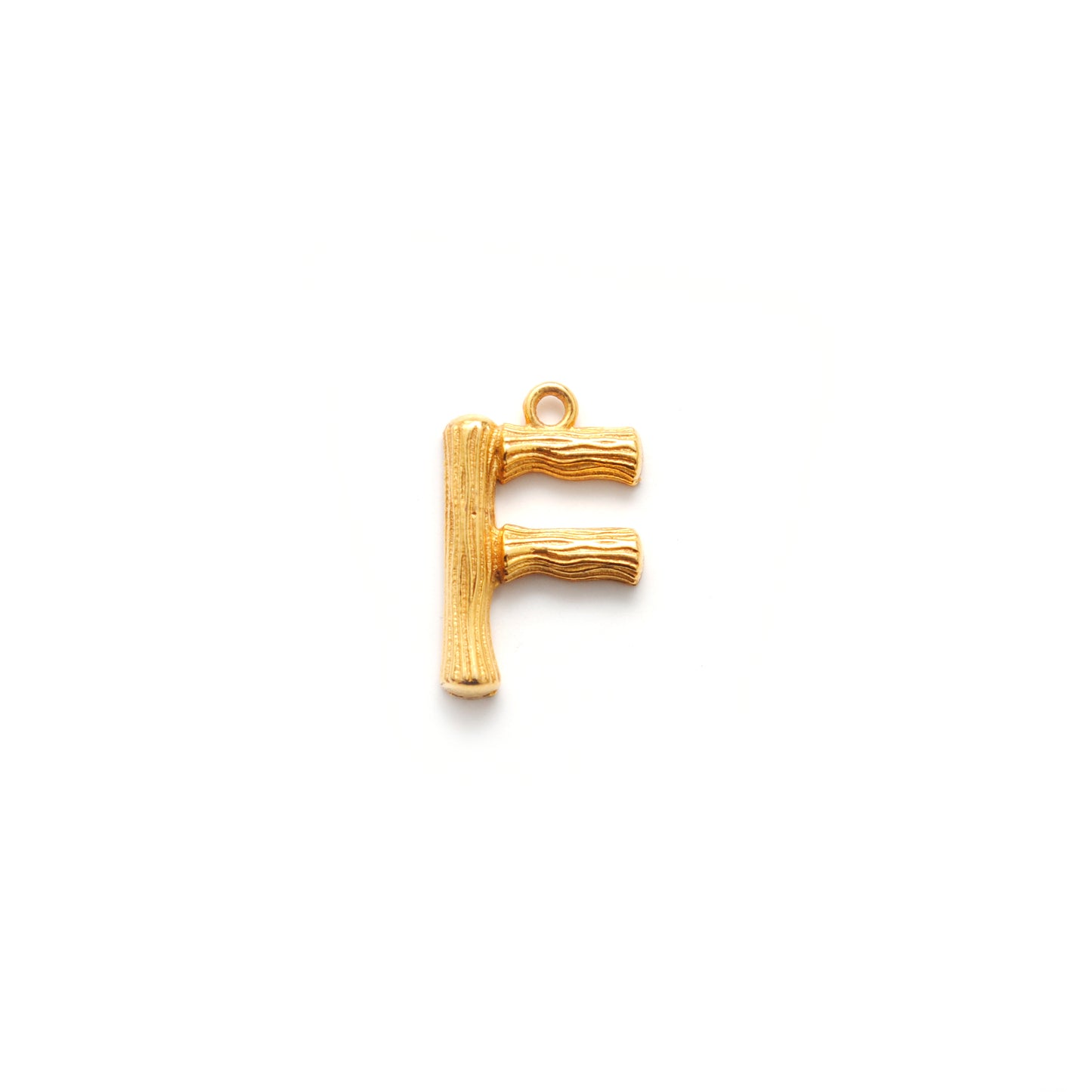 18k Solid Yellow Gold F Initial Letter Charm Pendant