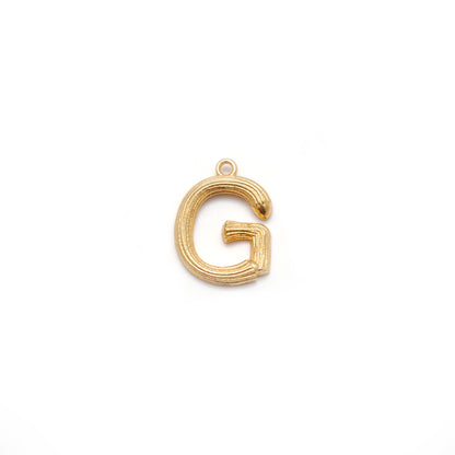 18k Solid Yellow Gold G Initial Letter Charm Pendant