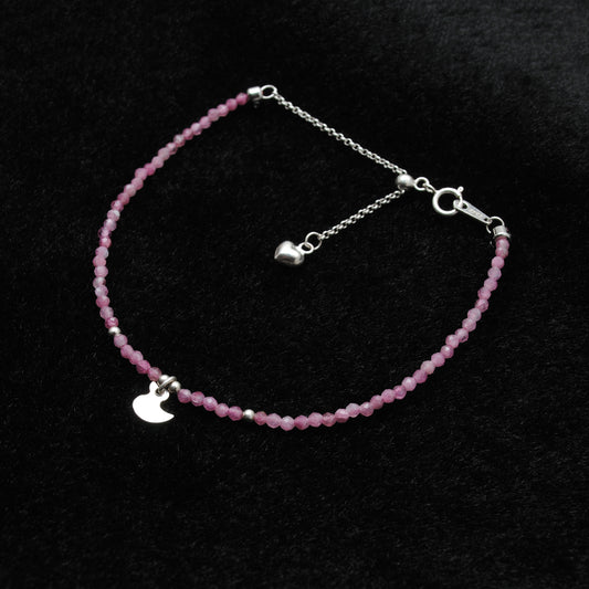 Genuine Pink Tourmaline Beads Bracelet 8.5 inch