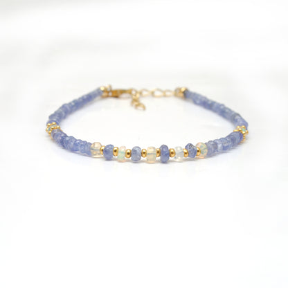 Opal With Tanzanite silver bracelet 8 inch