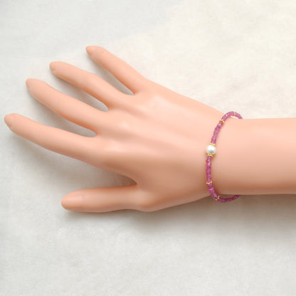 925 Sterling Silver Natural Ruby Beaded Bracelet – Elegant Gift for Her