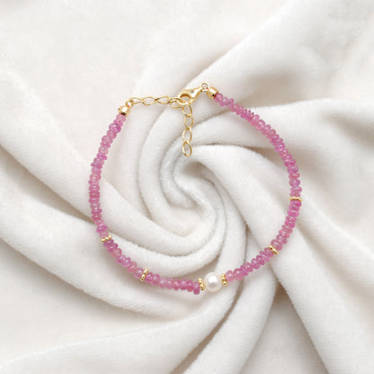 Ruby Bracelet Real Pearl Christmas Gift