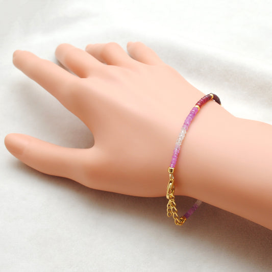 Shaded Ruby Pearl Bracelet, Gold-Plated 925 Sterling Silver, Handmade Gemstone Jewelry