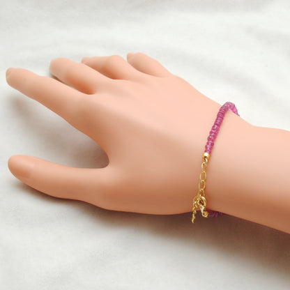 925 Sterling Silver Ruby & Pearl Bracelet, Beaded Gemstone Jewelry