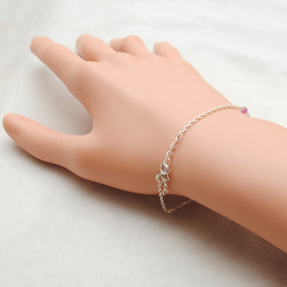 925 Sterling Silver Natural Ruby Beaded Bracelet –  Minimalist Gift for Her