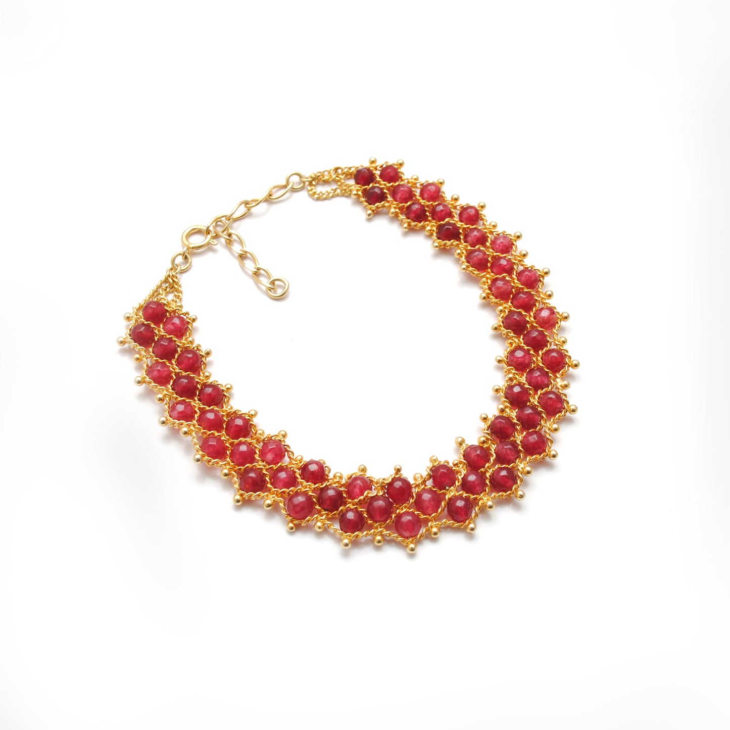 18k Gold Ruby Beads Bracelet Victorian Jewelry