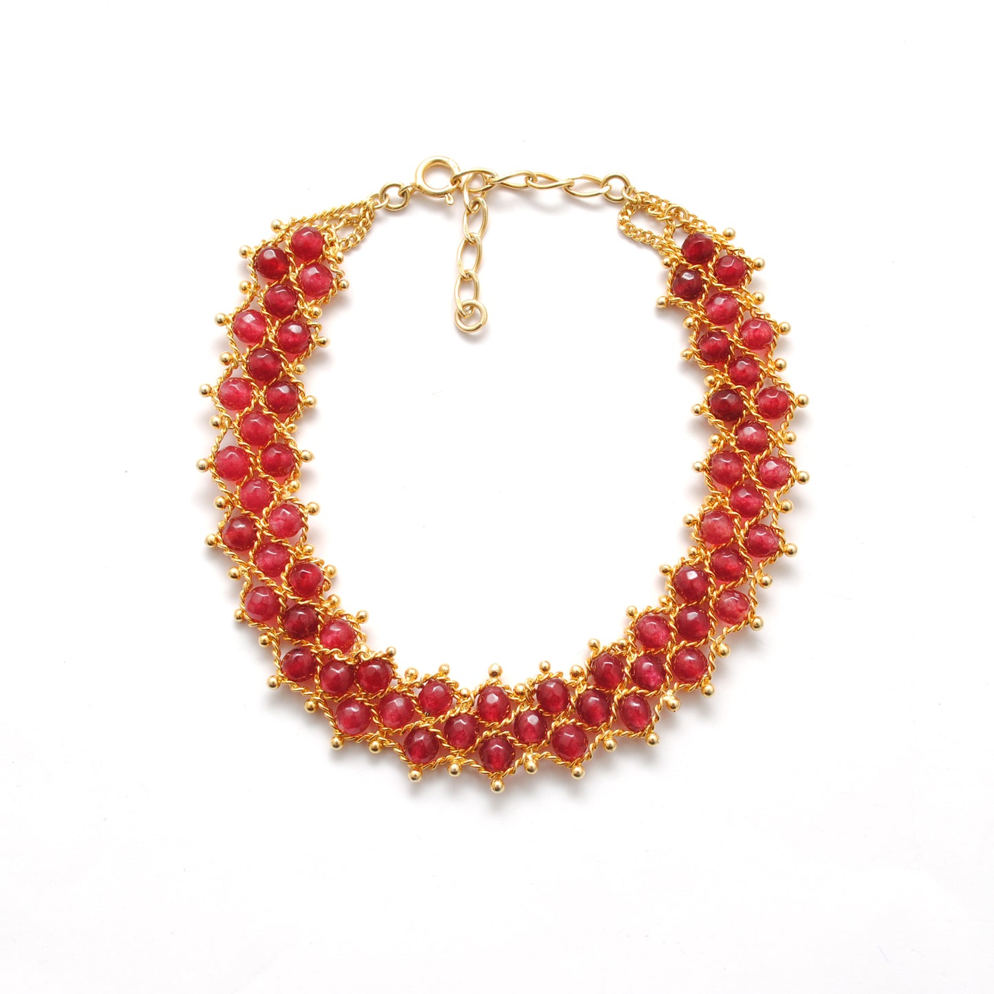 18k Gold Ruby Beads Bracelet Victorian Jewelry