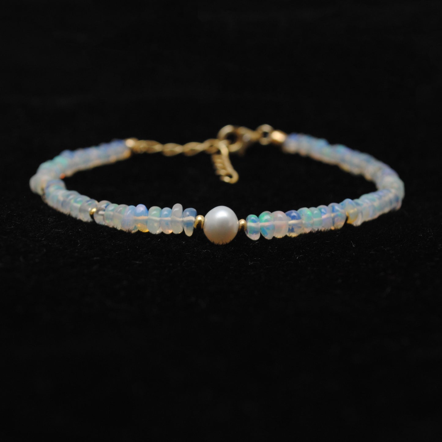 925 Sterling Silver Ethiopian Opal & Pearl Bracelet – 8 Inch Natural Gemstone Jewelry Gift