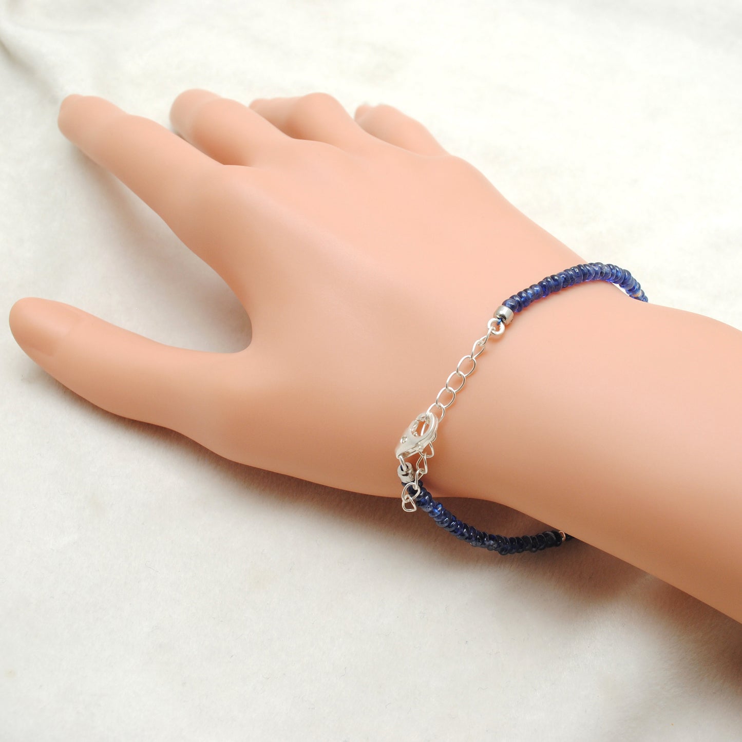 925 Sterling Silver Blue Sapphire & Pearl Bracelet, Handmade Gemstone Jewelry Gift