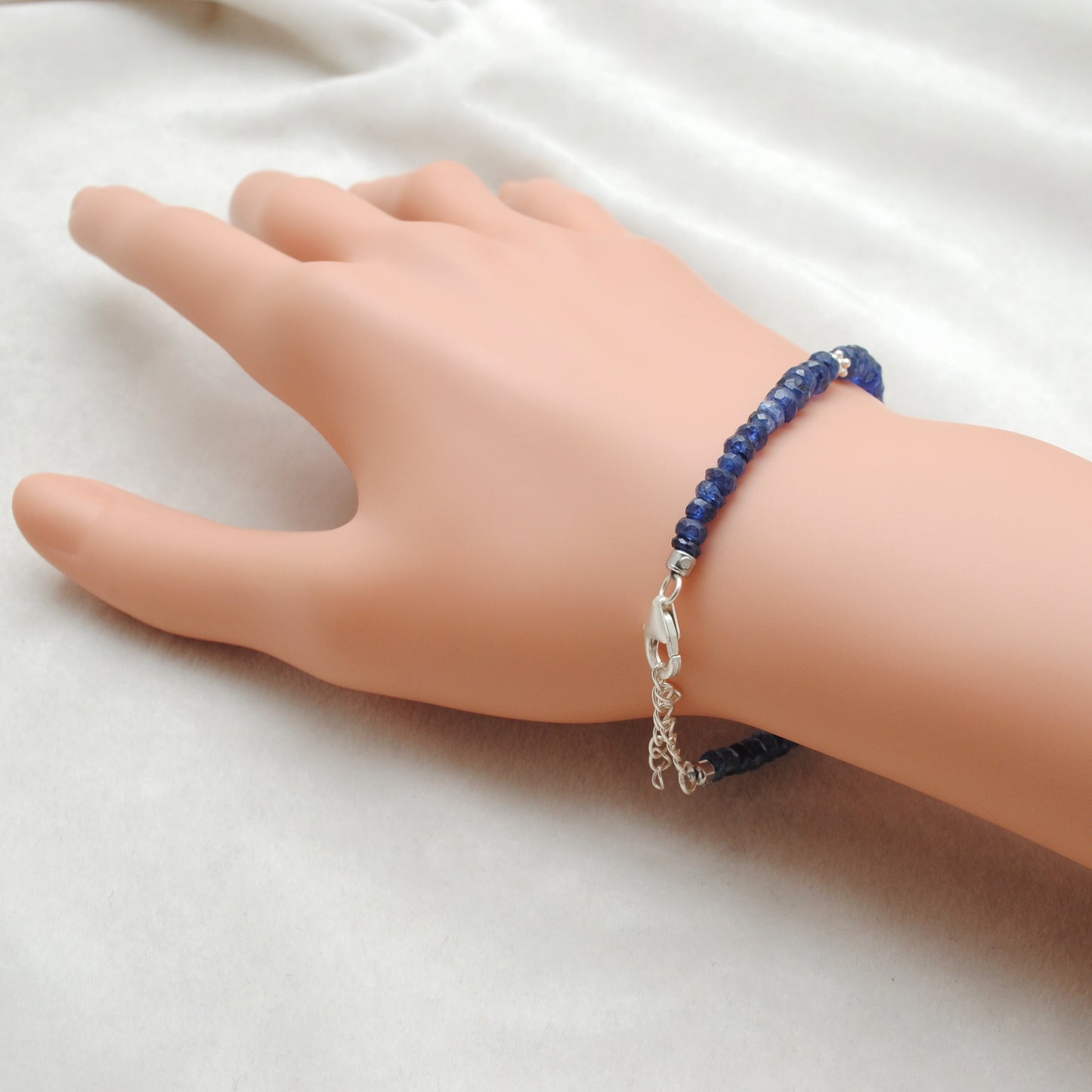 925 Sterling Silver Blue Sapphire & Diamond Bracelet – Dainty Gemstone Jewelry Gift