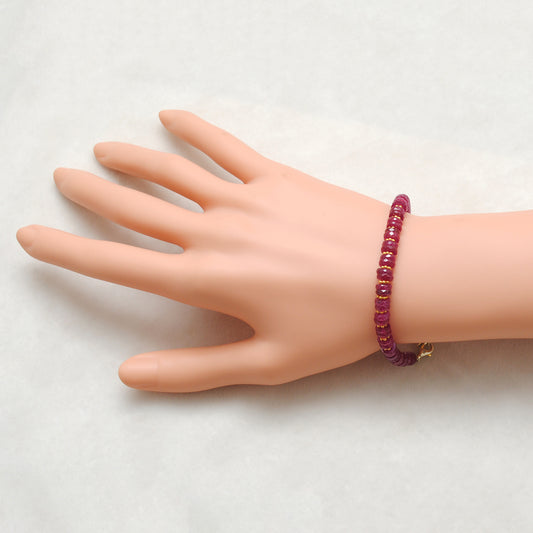 Ruby Bracelet, 925 Sterling Silver, 7.5-Inch Genuine Ruby Gemstone Jewelry