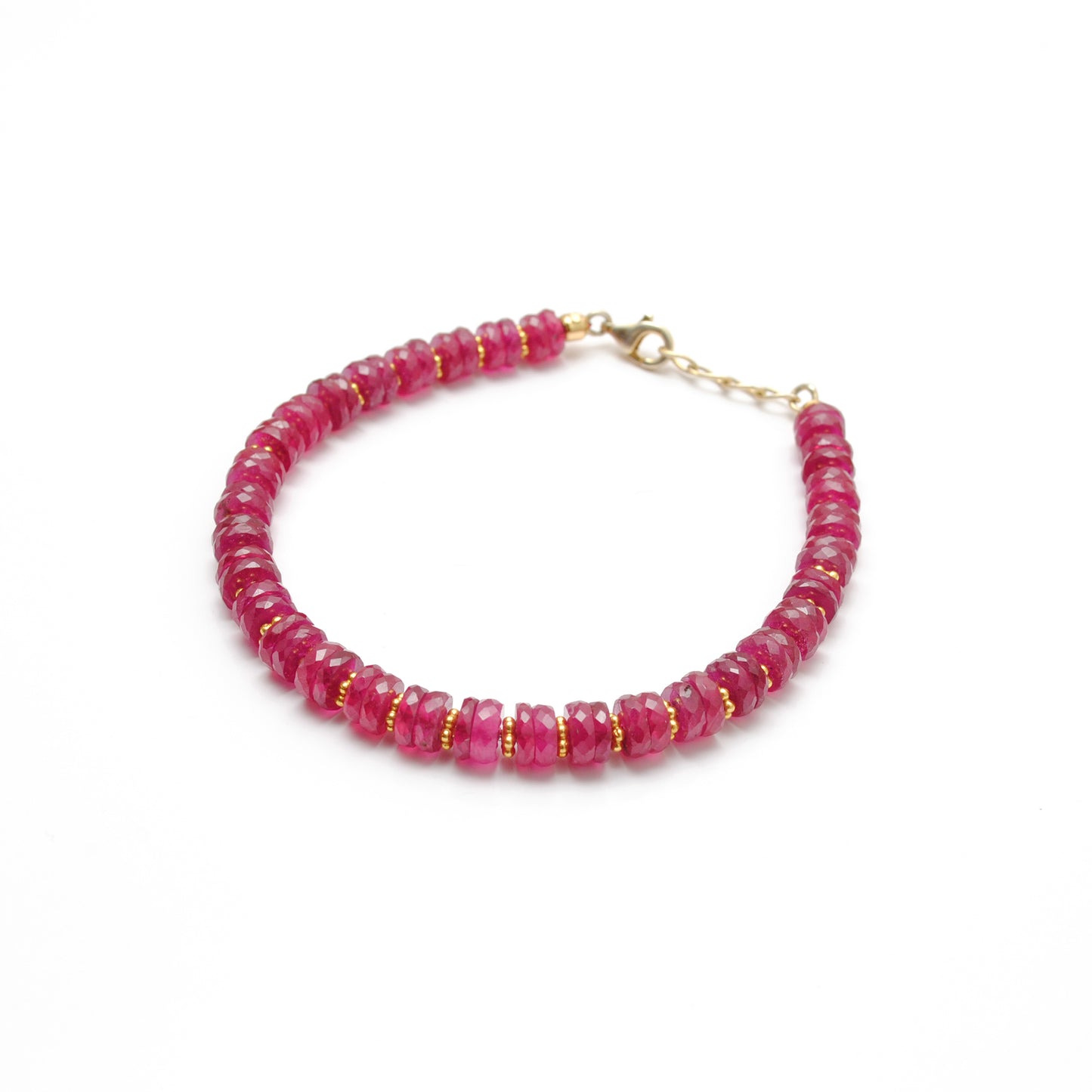 Ruby Bracelet, 925 Sterling Silver, 7.5-Inch Genuine Ruby Gemstone Jewelry