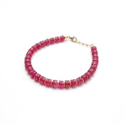 Ruby Bracelet, 925 Sterling Silver, 7.5-Inch Genuine Ruby Gemstone Jewelry