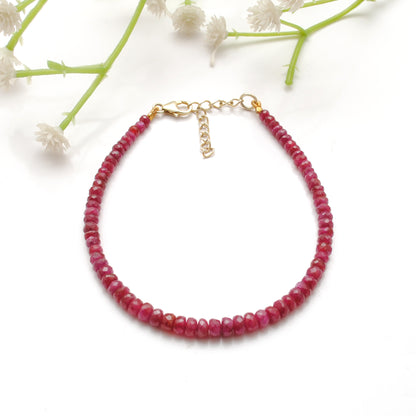 925 Sterling Silver Ruby Bracelet, July Birthstone Jewelry, Elegant Gift for Her