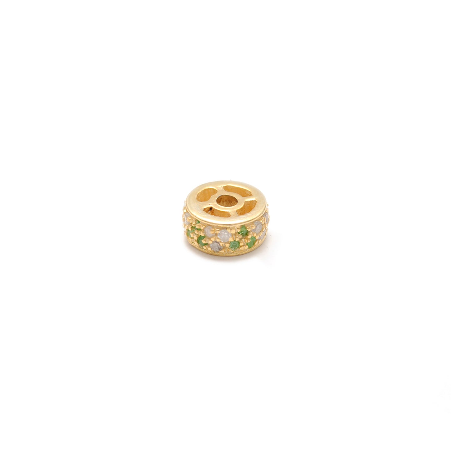Tsavorite Ruby Diamond Sapphire Eternity Rondelle Wheel Spacer Bead Charm 1pc
