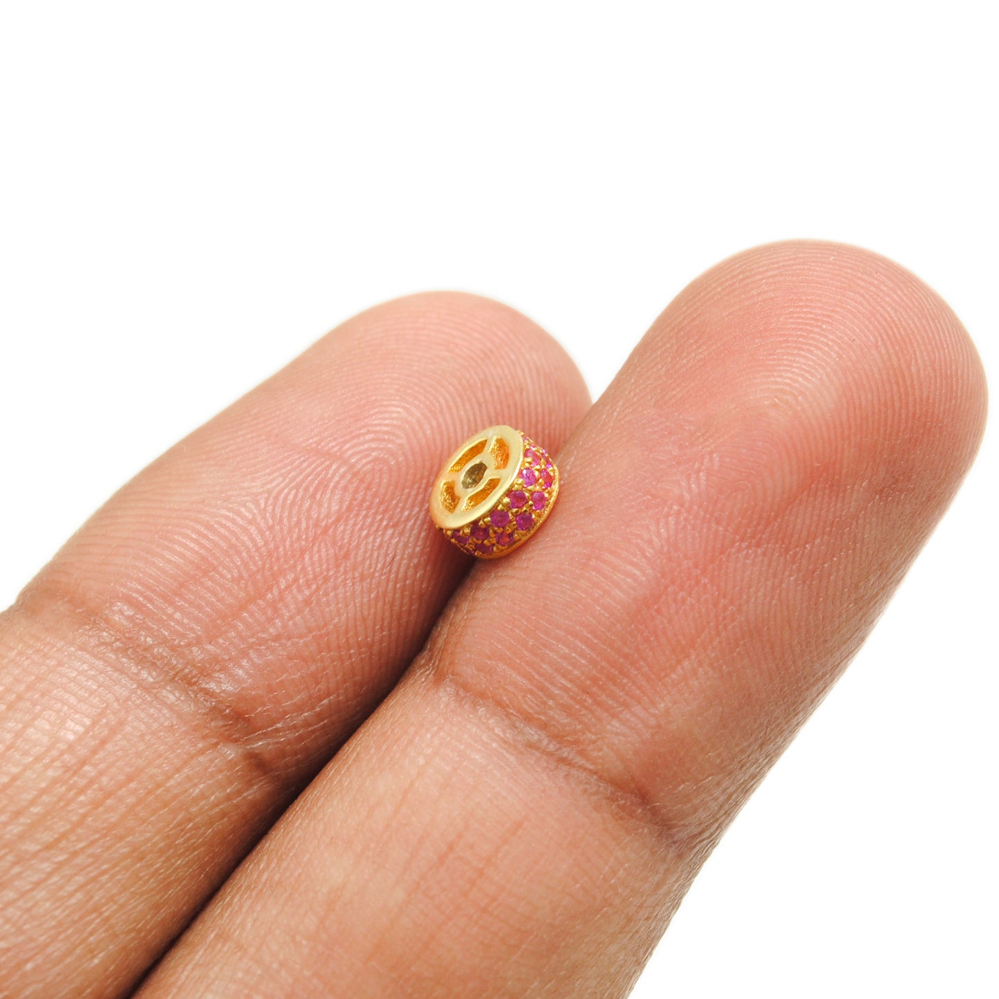 Tsavorite Ruby Diamond Sapphire Eternity Rondelle Wheel Spacer Bead Charm 1pc