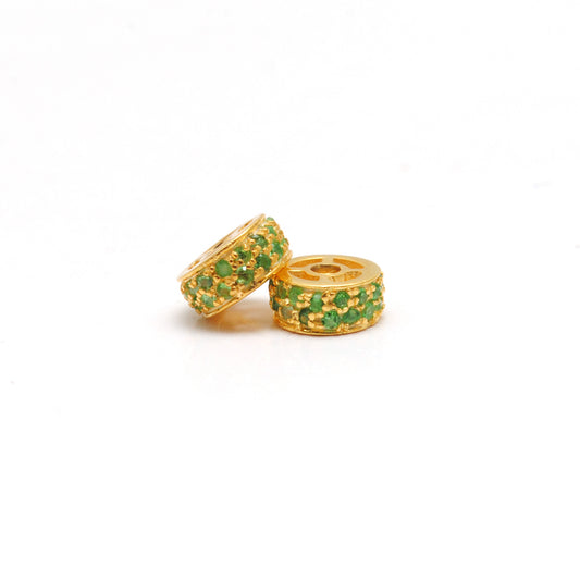 Tsavorite Ruby Diamond Sapphire Eternity Rondelle Wheel Spacer Bead Charm 1pc
