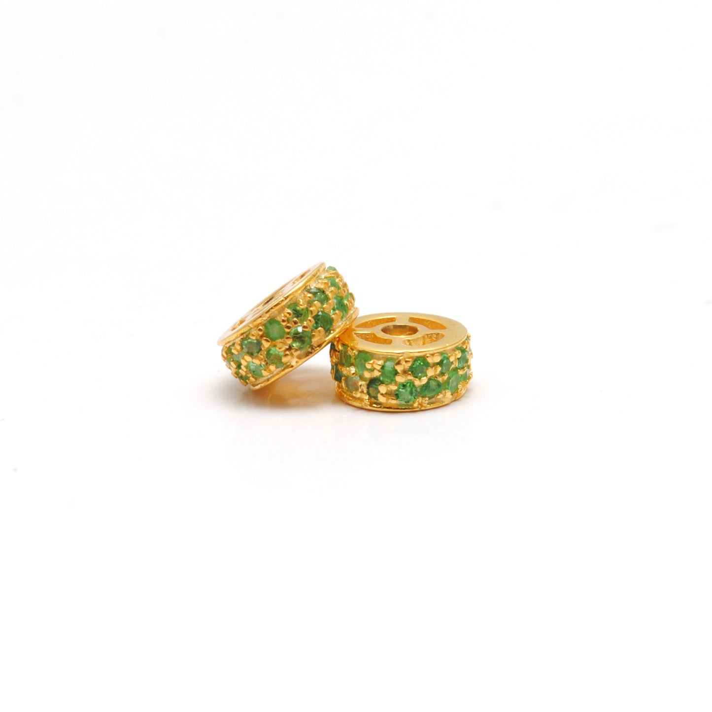 Tsavorite Ruby Diamond Sapphire Eternity Rondelle Wheel Spacer Bead Charm 1pc