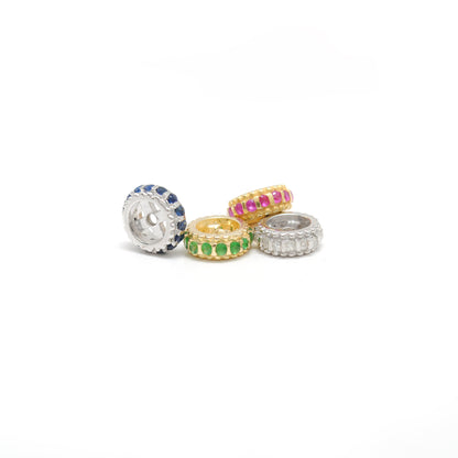 Gemstone Rondelle Spacers Tsavorite Ruby Sapphire Diamond Jewelry Making Findings Beads