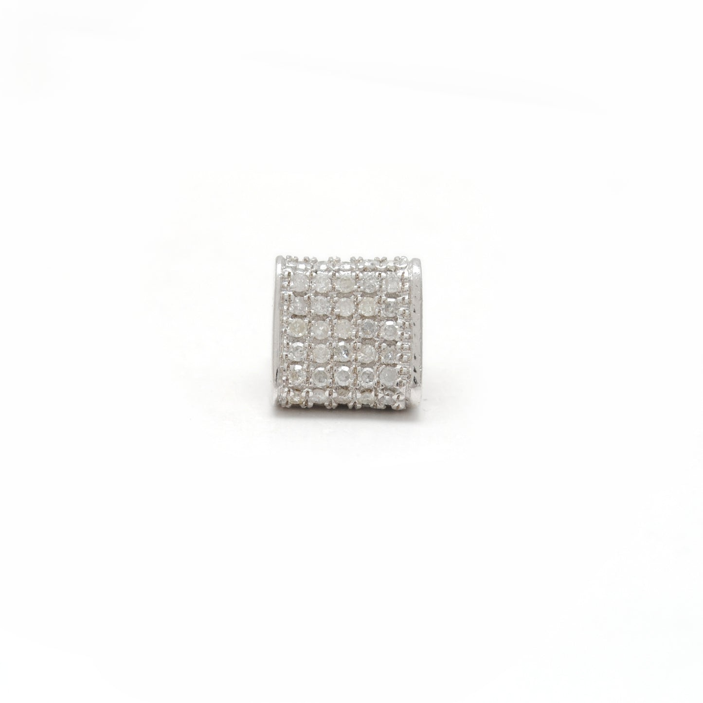 Diamond Ruby Sapphire Pavé Bead Spacer – Sterling Silver 8mm
