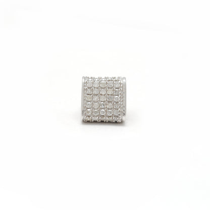 Diamond Ruby Sapphire Pavé Bead Spacer – Sterling Silver 8mm