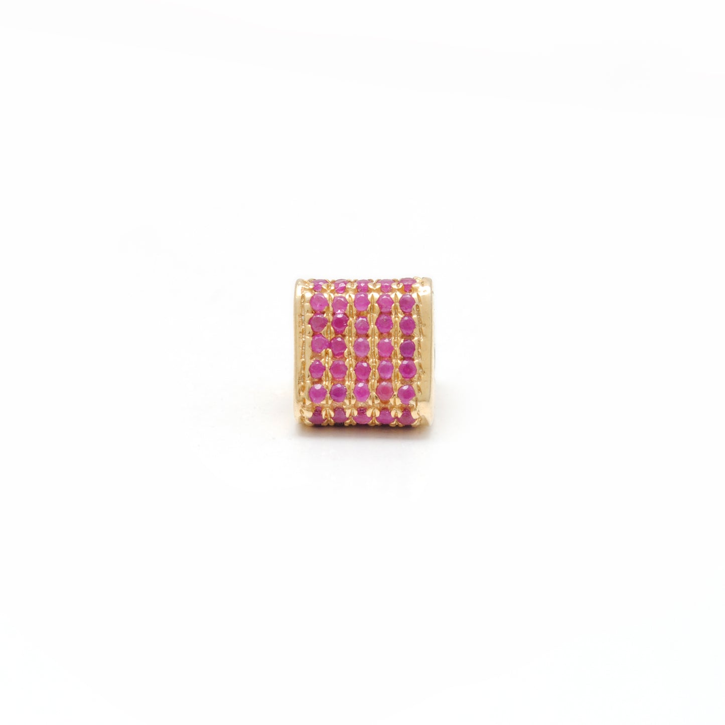 Diamond Ruby Sapphire Pavé Bead Spacer – Sterling Silver 8mm